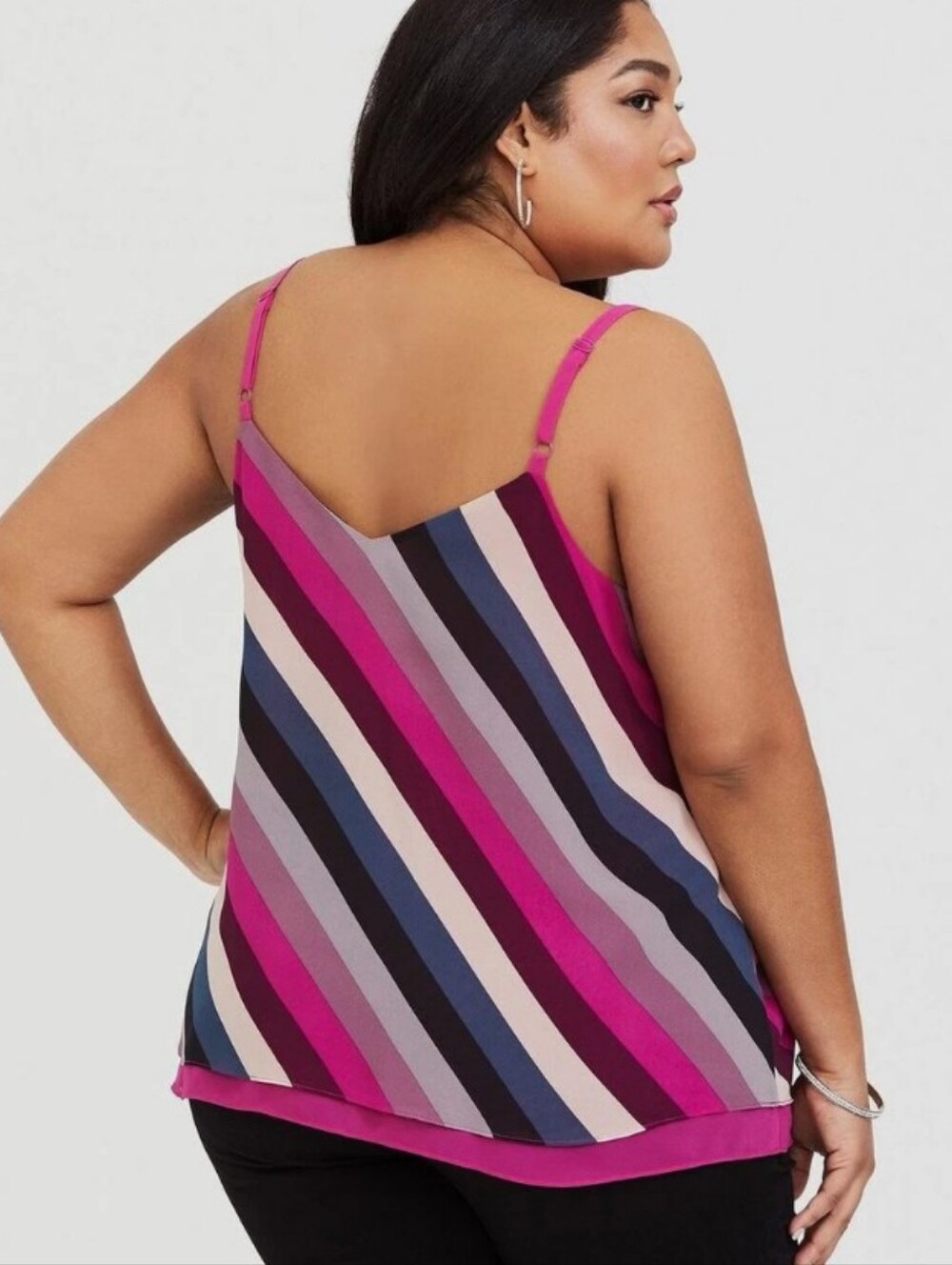 Torrid Plus Size 2x: Striped Magenta Layered Camisole Tank Top - Women - Picture 2 of 5